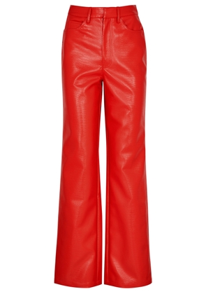 Rotate Sunday Crocodile-effect Faux-leather Trousers - Red - 38 (UK10 / S)