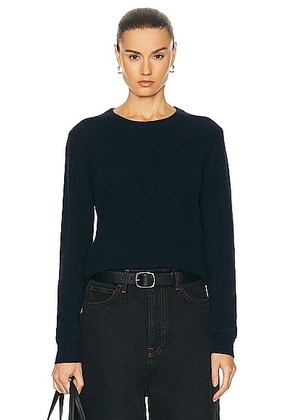 Guest In Residence Light Rib Crew Sweater in Midnight - Navy. Size M (also in S, XL, XS).