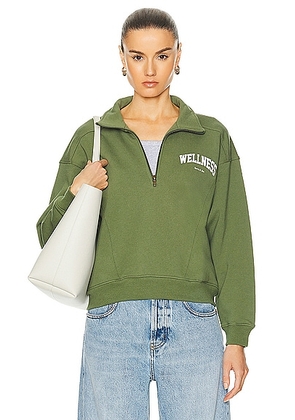 Sporty & Rich Wellness Ivy Quarter Zip Sweater in Moss - Green. Size L (also in XS).