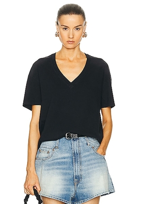 R13 V Neck Relaxed Tee in Black - Black. Size M (also in S, XS).