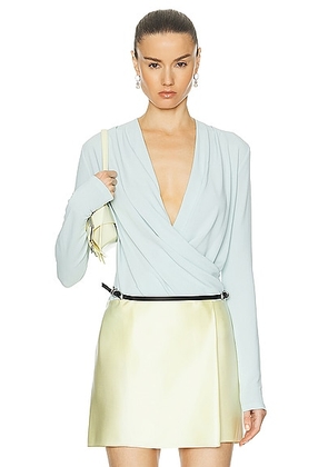 Givenchy Draped V Top in Frost - Baby Blue. Size 34 (also in 36, 38, 40).