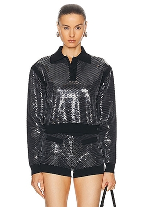David Koma Sequins Embroidery Knit Top in Black - Black. Size L (also in M, S, XL, XS).