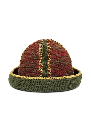 Nicholas Daley Hand Crochet Bucket Hat in Sienna  Mustard  & Olive - Olive. Size 59 (also in 61).