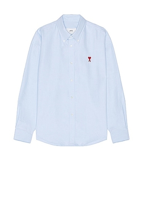 ami Boxy Fit Shirt in Sky Blue - Blue. Size L (also in M, S, XL/1X).