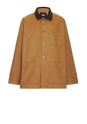 Dickies Duck Unlined Chore Coat in Stonewashed Brown Duck - Brown. Size L (also in M, XL/1X).