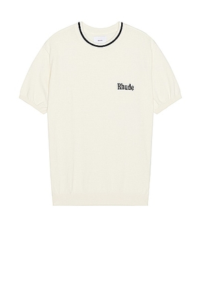 Rhude Logo Knit Tee in Ivory & Black - White. Size L (also in M, S, XL).