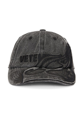 VETEMENTS Flame Logo Cap in Washed Black - Black. Size all.