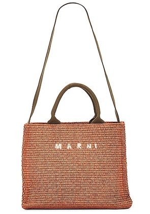 Marni Small Basket Bag in Brick & Olive - Brick. Size all.