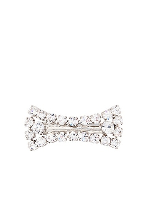Alessandra Rich Crystal Bow Hair Clip in Crystal & Silver - Metallic Silver. Size all.