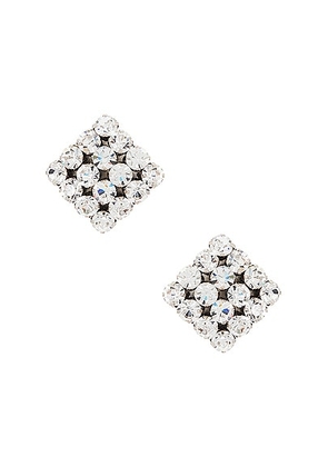 Alessandra Rich Square Crystal Earrings in Crystal & Silver - Metallic Silver. Size all.
