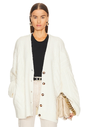 Helsa Serena Cable Cardigan in Ivory. Size M, XS.