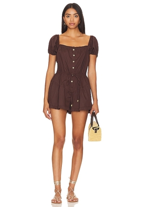 Free People A Sight For Sore Eyes Romper in Brown. Size XL, XS.