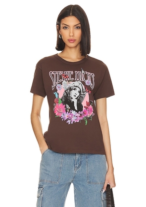 DAYDREAMER Stevie Nicks Flower Collage Ringer Tee in Brown. Size XS.