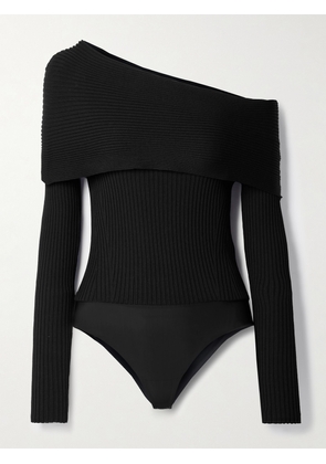 Wolford - + Simkhai Asymmetric Ribbed Wool Bodysuit - Black - x small,small,medium,large