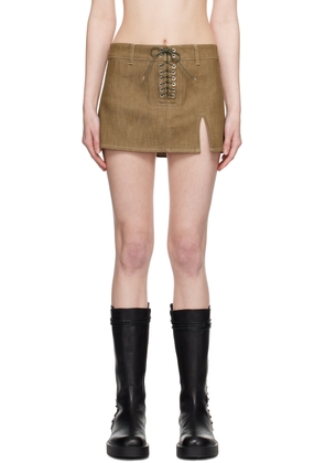 Ludovic de Saint Sernin Khaki Lace-Up Miniskirt