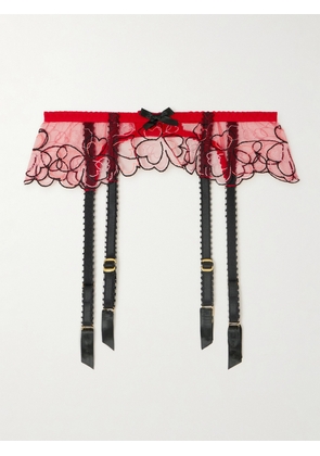 Agent Provocateur - Maysie Embroidered Tulle Suspender Belt - 1,2,3,4,5