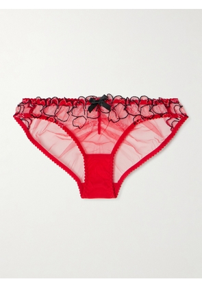Agent Provocateur - Maysie Embroidered Tulle Briefs - 1,2,3,4,5,6