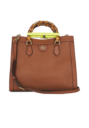 FWRD Renew Gucci Diana Bamboo Leather Handbag in Brown.