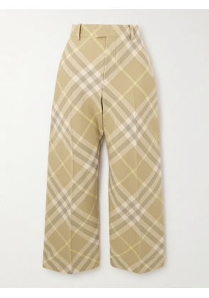 Burberry - Cropped Checked Wool Straight-leg Pants - Yellow - UK 4,UK 6,UK 8,UK 10,UK 12,UK 14,UK 16