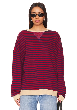 Free People Classic Striped Crew in Red. Size XL.