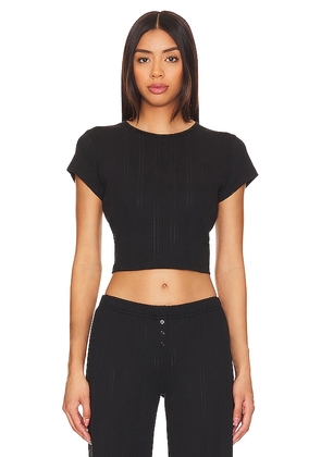 Cou Cou Intimates The Cropped Baby Tee in Black. Size S, XL, XS.