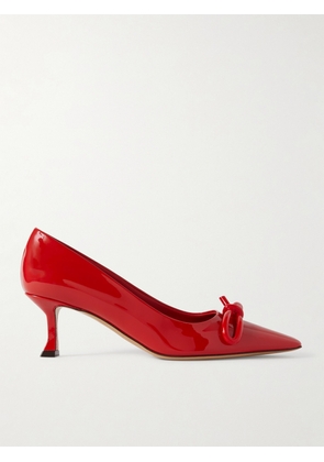 Ferragamo - Annie Bow-embellished Patent-leather Pumps - Red - US5,US6,US6.5,US7,US7.5,US8,US8.5,US9,US9.5,US10,US11