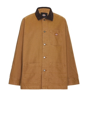 Dickies Duck Unlined Chore Coat in Brown. Size M, XL/1X.