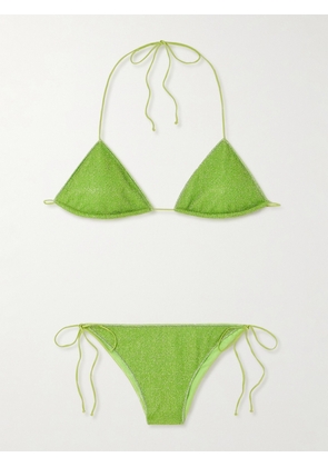 Oséree - Lumière Metallic Triangle Bikini - Green - small,medium,large,x large