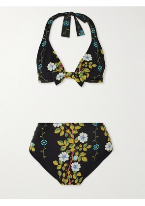 Etro - Floral-print Halterneck Bikini - Black - x small,small,medium,large,x large