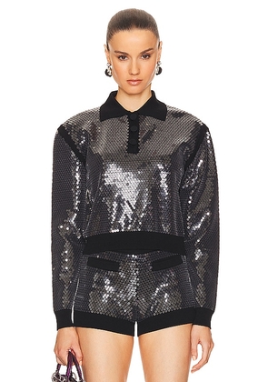 David Koma Sequins Embroidery Knit Top in Black. Size M, S, XL, XS.
