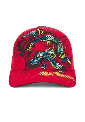 Ed Hardy Dragon Trucker Hat in Red.