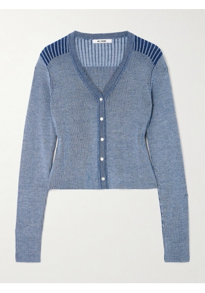 RE/DONE - Cropped Ribbed Wool Cardigan - Blue - x small,small,medium,large
