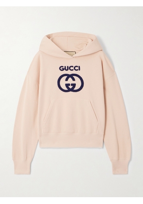 Gucci - Appliquéd Cotton-jersey Hoodie - Pink - XS,S,M,L,XL