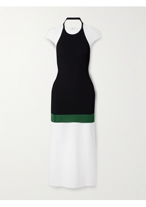 Ferragamo - Layered Jersey And Ribbed-knit Midi Dress - Black - x small,small,medium,large,x large,xx large