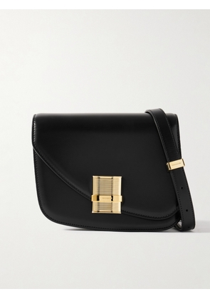 Ferragamo - Fiamma Embellished Leather Shoulder Bag - Black - One size