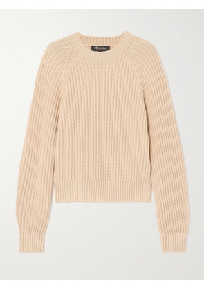 Loro Piana - Ribbed-knit Silk And Cotton-blend Sweater - Off-white - IT36,IT38,IT40,IT42,IT44,IT46,IT48