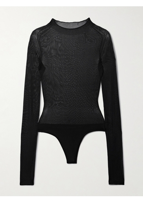 KHAITE - Enzo Silk-blend Thong Bodysuit - Black - x small,small,medium,large
