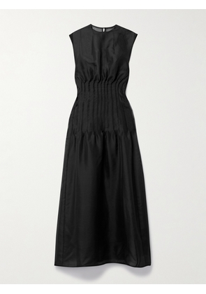 KHAITE - Wes Pintucked Silk-organza Maxi Dress - Black - US0,US2,US4,US6,US8,US10