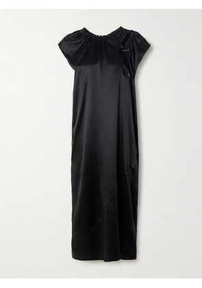 Simone Rocha - Tie-detailed Ruched Cutout Silk-satin Midi Dress - Black - UK 4,UK 6,UK 8,UK 10,UK 12,UK 14