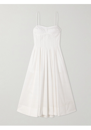 SIMKHAI - Kittiya Pleated Cotton-blend Poplin Midi Dress - White - US0,US2,US4,US6,US8,US10,US12