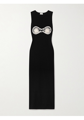 Magda Butrym - Crochet-appliquéd Ribbed Cotton Midi Dress - Black - FR34,FR36,FR38,FR40