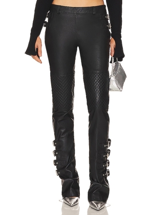 retrofete Della Leather Pant in Black. Size XL, XS.