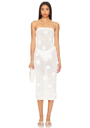 Lovers and Friends Everla Rosette Midi Dress in Ivory. Size M, XL.