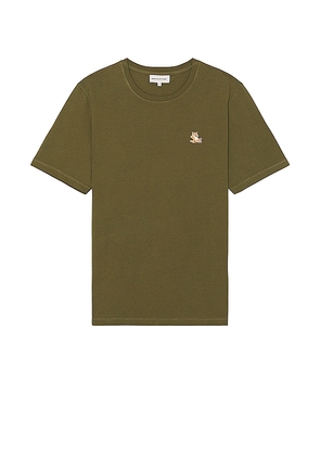 Maison Kitsune Chillax Fox Patch Regular T-shirt in Green. Size S, XL/1X.