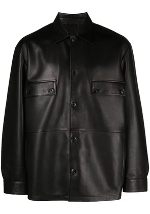 Closed panelled leather overshirt - Black