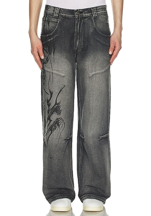 Jaded London Lazy Willy Denim Jeans in Black. Size 30, 32, 34, 36.