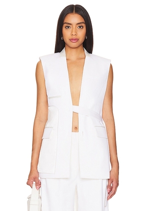 SIMKHAI Kirby Reverse Tailored Vest in Ivory. Size 0, 4, 6, 8.