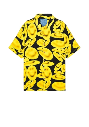Market Smiley Afterhours Short Sleeve Button Up in Black. Size M, S, XL/1X.