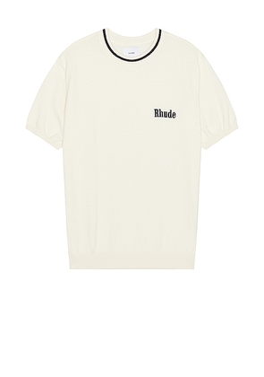 Rhude Logo Knit Tee in White. Size M, S, XL.