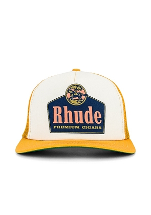 Rhude Cigars Trucker Hat in Yellow.